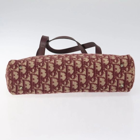 Christian Dior Trotter Canvas Hand Bag Red Gold Auth - Picture 7 of 15